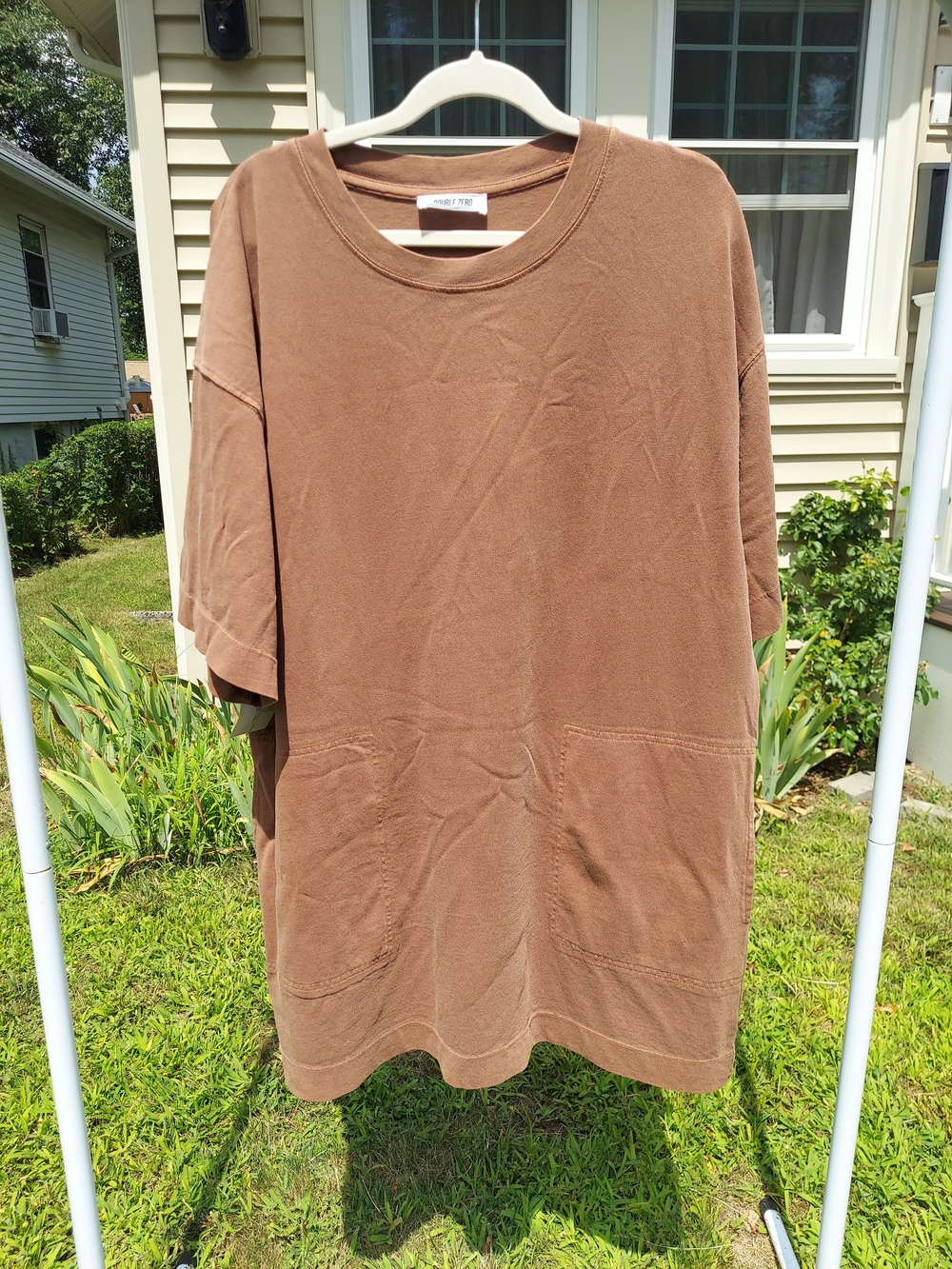Double Zero Brown Oversized Short-Sleeve Pocket Tee Dress Women Small NWT Travel